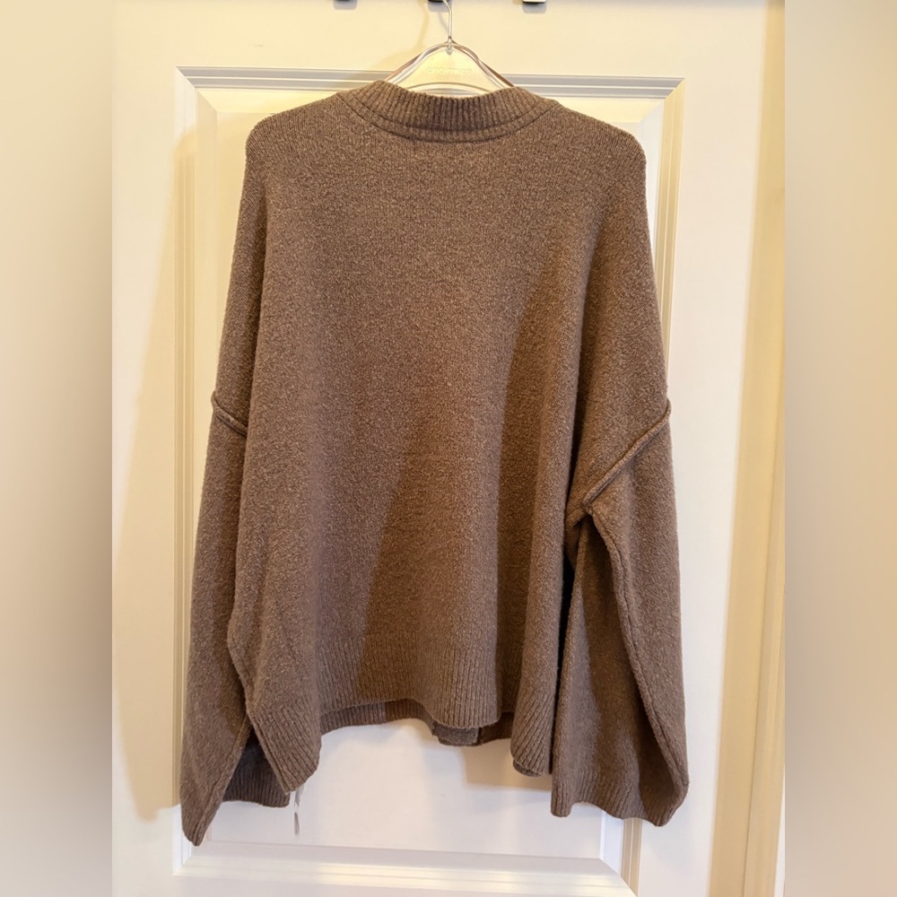 Free People Cool Of The Night Cardigan M Mocha Melange Oversized Button Front - Picture 7 of 13